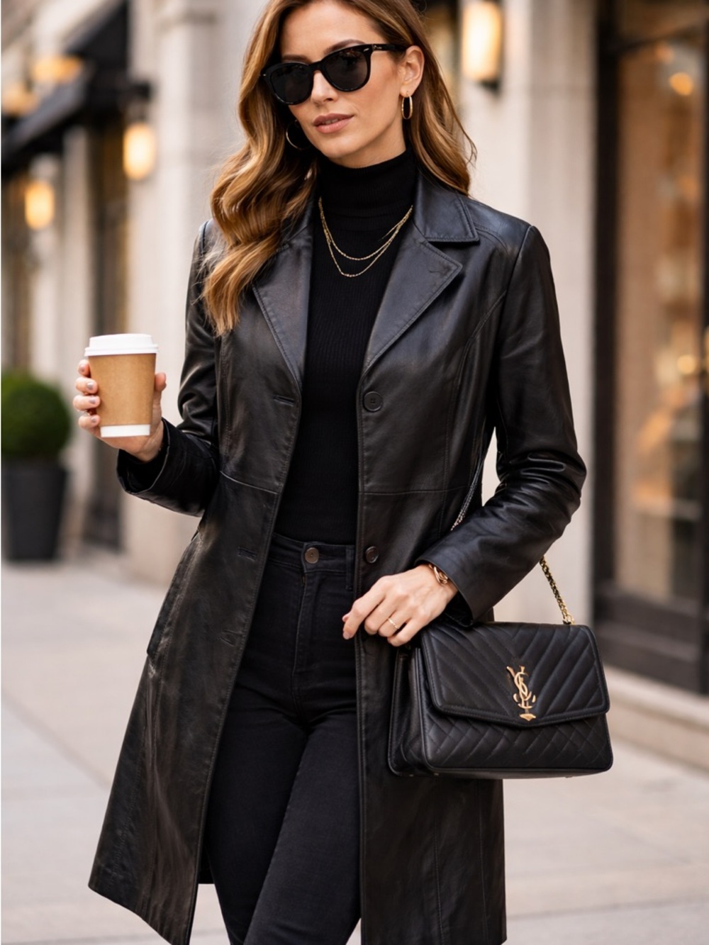 Adler Women's Black Leather Coat